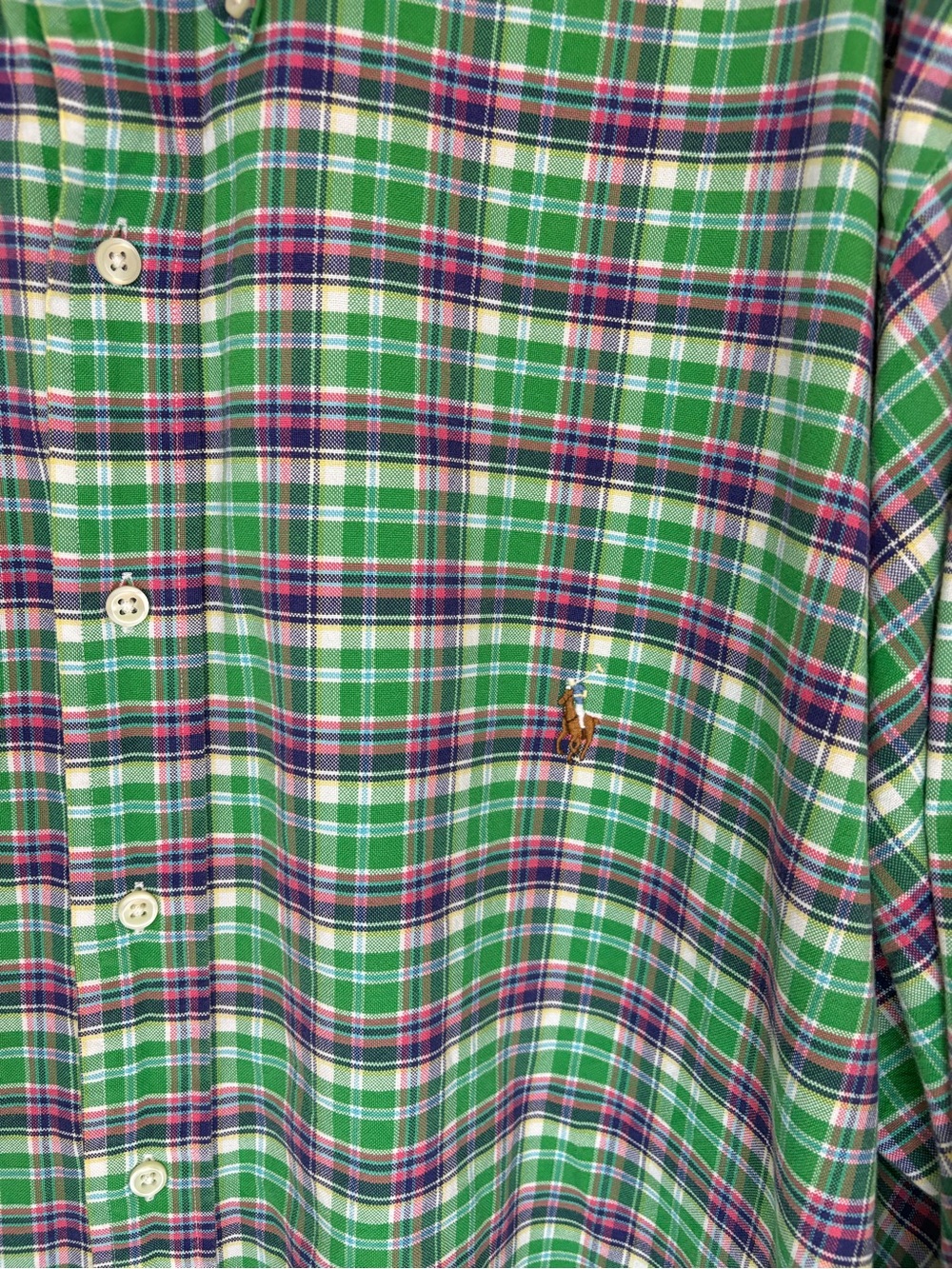 Ralph Lauren Men’s 3XB Green Plaid Cotton Oxford Button Down Shirt Pony - Picture 5 of 10